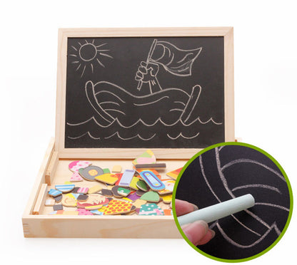 Multifunksjonelt magnetisk tegnebrett for barn – pedagogisk leke med trepuslespill.