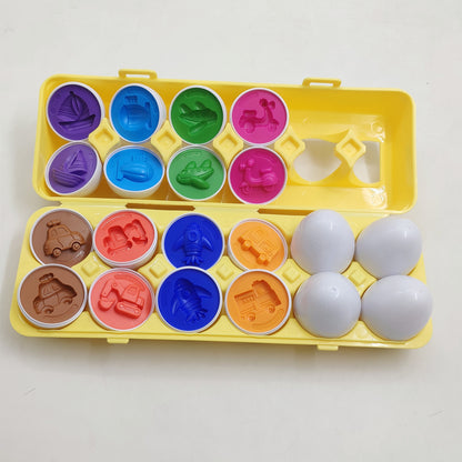 Pedagogiske lærings egg i forskjellige former og fasonger.