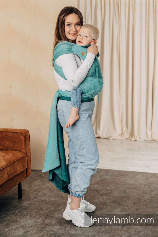 WrapTai bæresele fra Lennylamb - 100% bomull/ LITTLE HERRINGBONE OMBRE GREEN