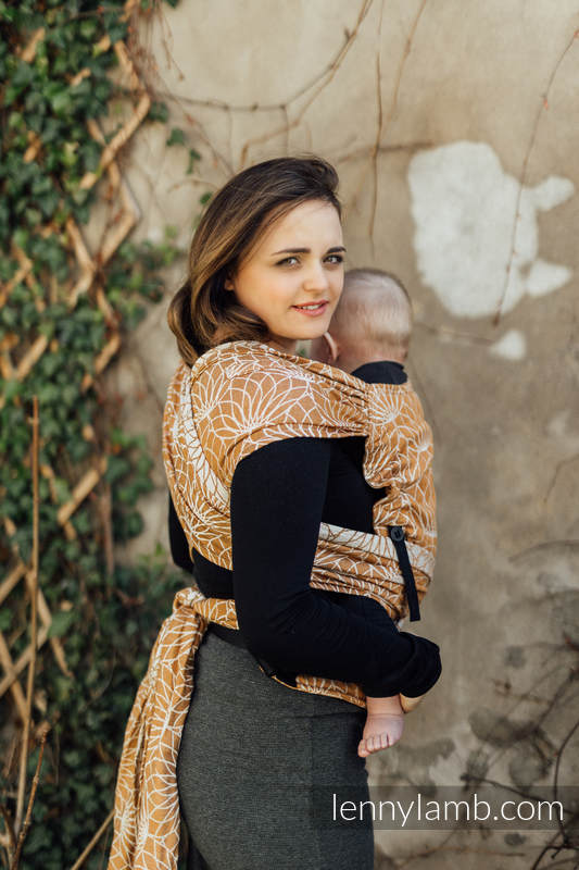 LennyHybrid Half Buckle bæresele, Standard størrelse,  100% lin - LOTUS - GOLD