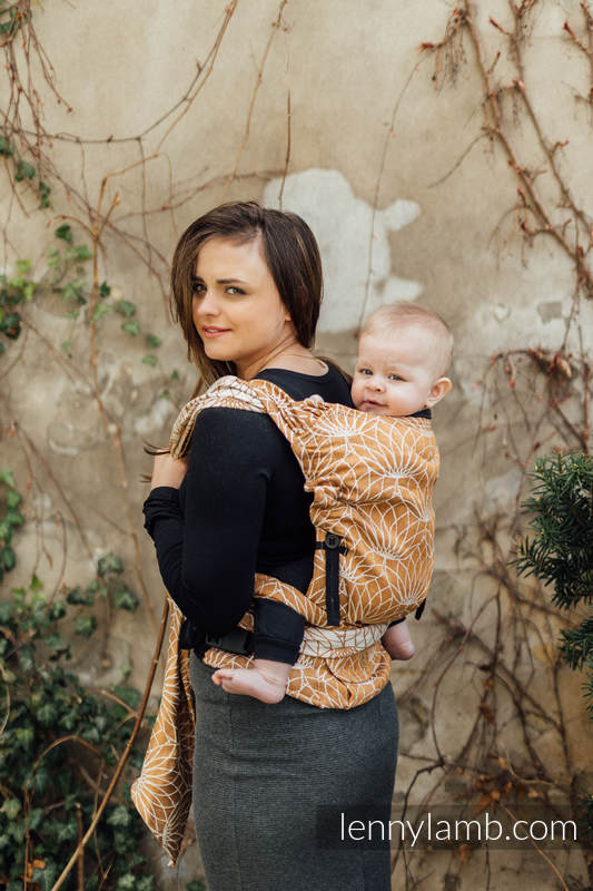 LennyHybrid Half Buckle bæresele, Standard størrelse,  100% lin - LOTUS - GOLD