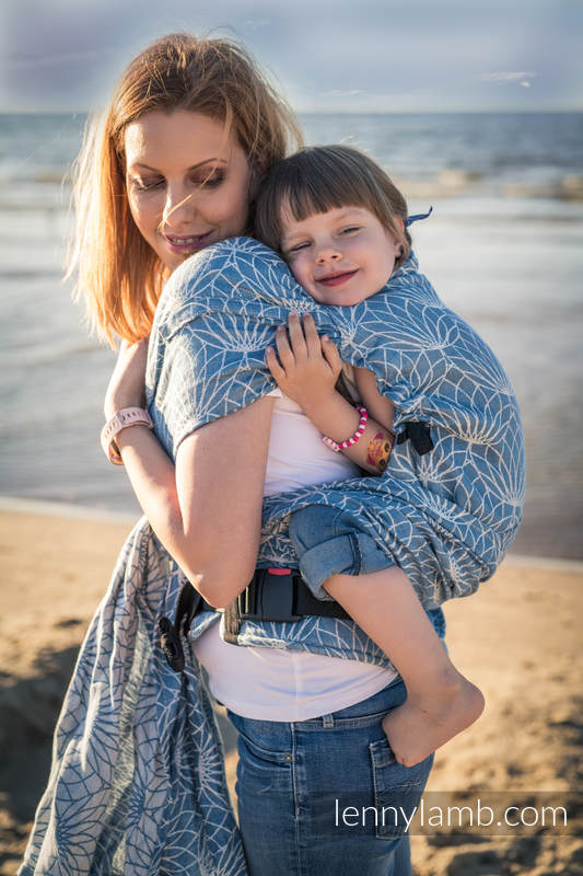 LennyHybrid Half Buckle bæresele, Preschool størrelse,  100% lin - LOTUS - BLUE