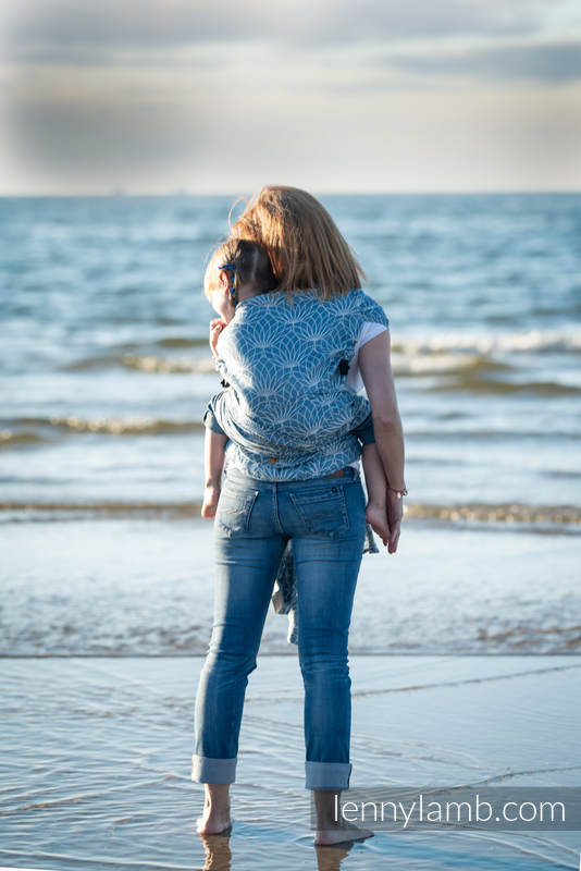 LennyHybrid Half Buckle bæresele, Preschool størrelse,  100% lin - LOTUS - BLUE