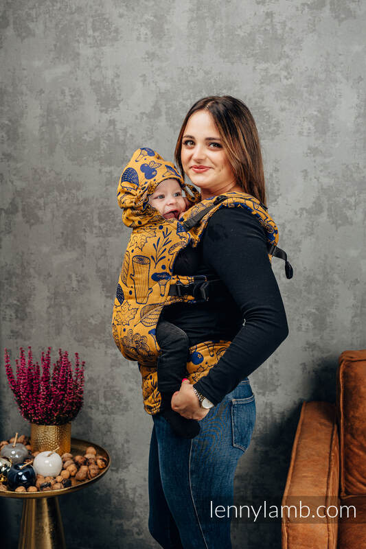 LennyGo Ergonomisk bæresele, 100% bomull- UNDER THE LEAVES - GOLDEN AUTUMN