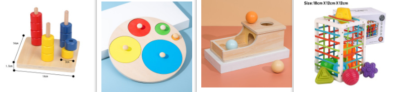 Ulike montessori lærings leke med former