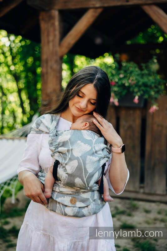 LennyHybrid Half Buckle bæresele,  100% lin - VIRIDIFLORA - ASH