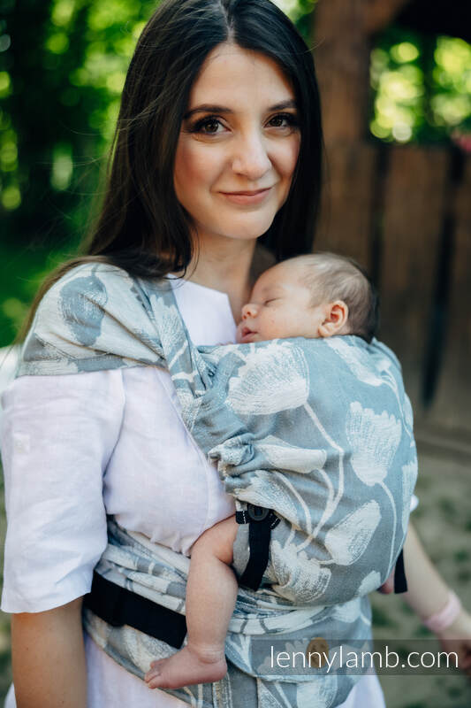 LennyHybrid Half Buckle bæresele,  100% lin - VIRIDIFLORA - ASH