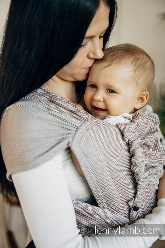 LennyHybrid bæresele - 100% bomull-Little herringbone almond