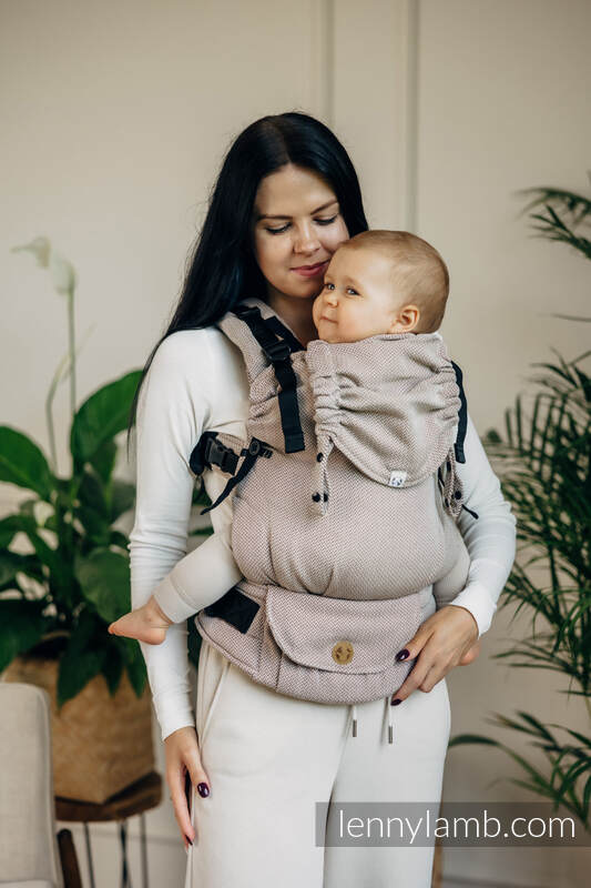 Lennylamb - LennyUpGrade bæresele - LITTLE HERRINGBONE ALMOND