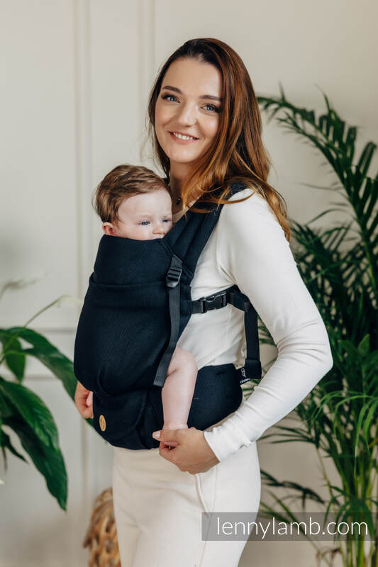 LennyLight Bæresele fra lennylamb - 100% bomull- LITTLE HERRINGBONE EBONY BLACK