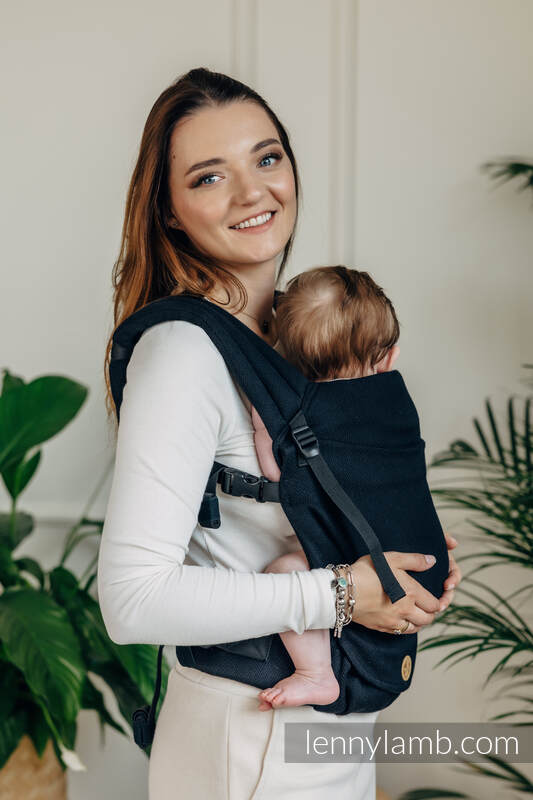 LennyLight Bæresele fra lennylamb - 100% bomull- LITTLE HERRINGBONE EBONY BLACK