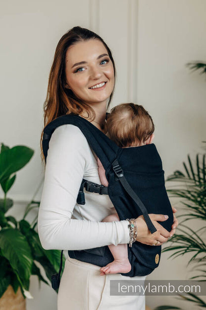 LennyLight Bæresele fra lennylamb - 100% bomull- LITTLE HERRINGBONE EBONY BLACK