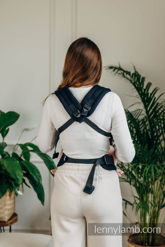 LennyLight Bæresele fra lennylamb - 100% bomull- LITTLE HERRINGBONE EBONY BLACK