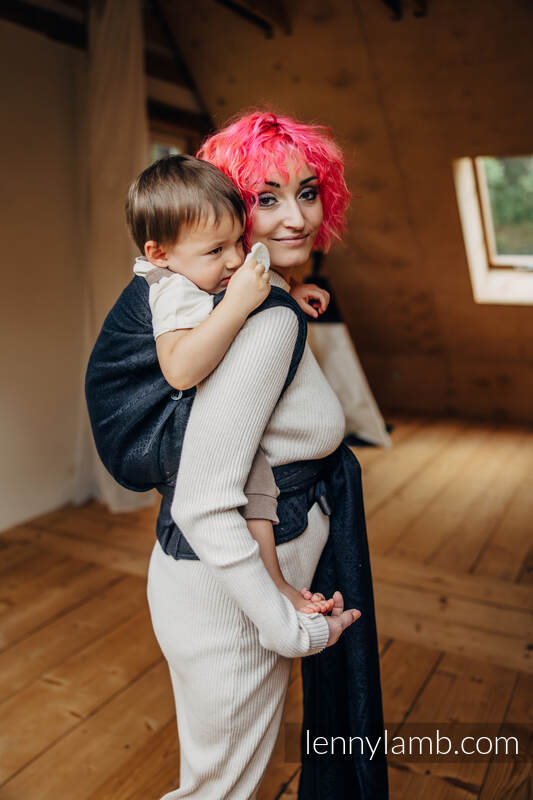 LennyHybrid Half Buckle bæresele, Preschool Størrelse (59% bomull, 41% Merino ull) - PEACOCK'S TAIL
