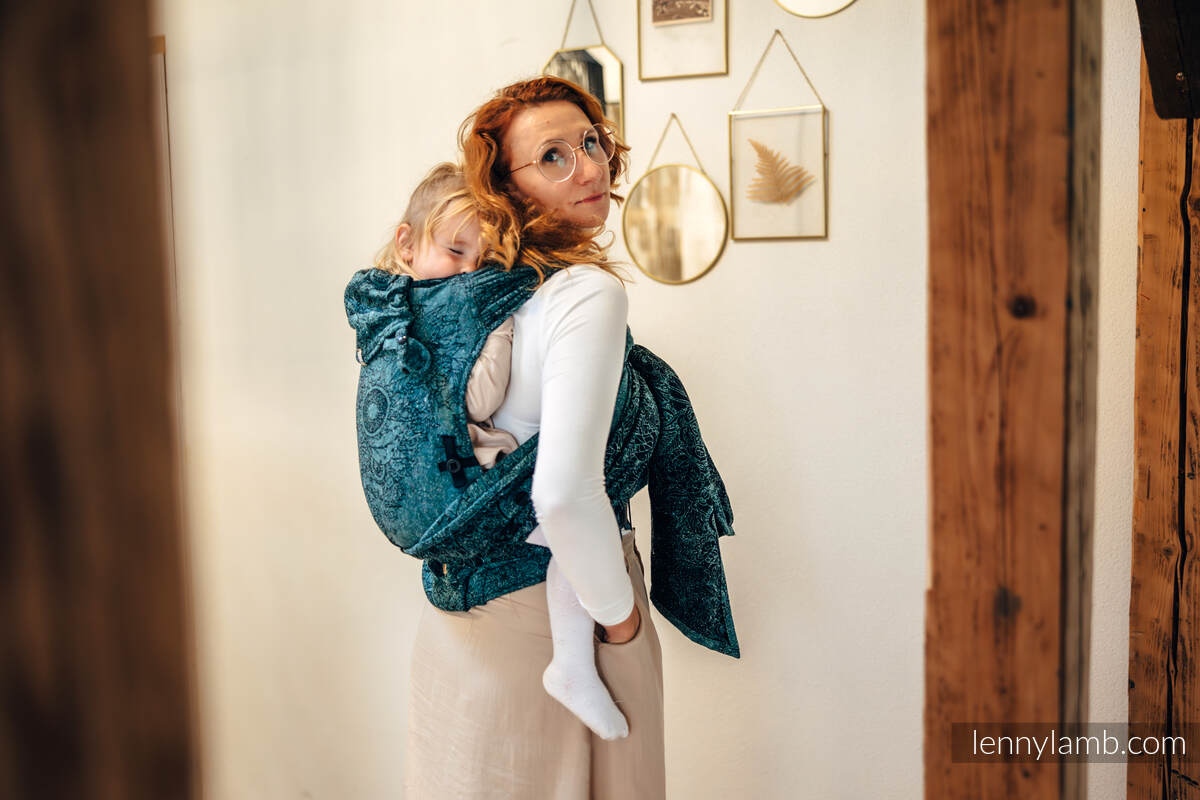 LennyHybrid Half Buckle bæresele, Preschool størrelse,  51% bomull 49% silke - WILD WINE - IVY