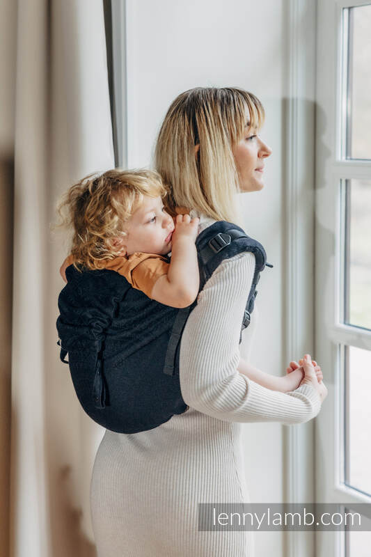 Lennylamb Buckle Onbuhimo bæresele - 59% bomull, 41% Merino ull ) - PEACOCK'S TAIL - PITCH BLACK