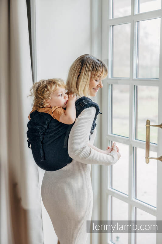 Lennylamb Buckle Onbuhimo bæresele - 59% bomull, 41% Merino ull ) - PEACOCK'S TAIL - PITCH BLACK