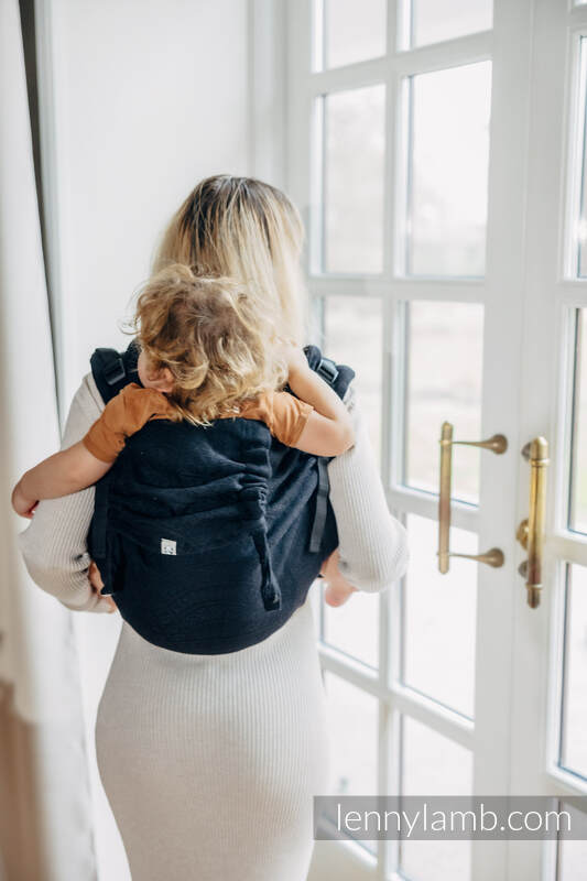 Lennylamb Buckle Onbuhimo bæresele - 59% bomull, 41% Merino ull ) - PEACOCK'S TAIL - PITCH BLACK