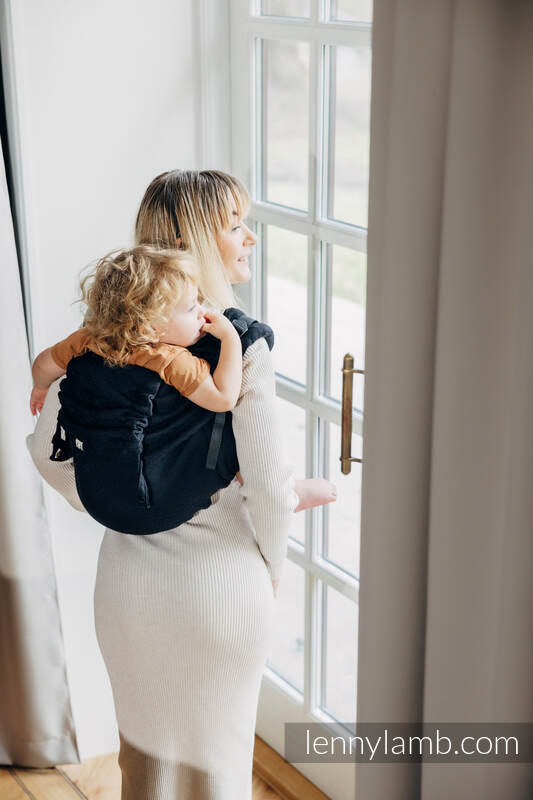 Lennylamb Buckle Onbuhimo bæresele - 59% bomull, 41% Merino ull ) - PEACOCK'S TAIL - PITCH BLACK