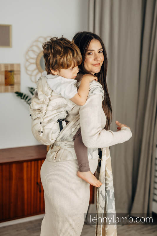 LennyHybrid Half Buckle bæresele, Preschool størrelse, 100% bomull- JURASSIC PARK - ICE DESERT