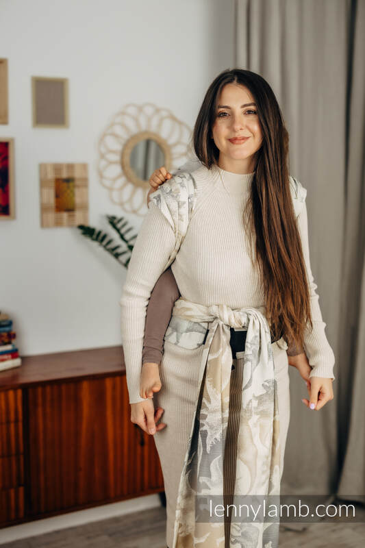 LennyHybrid Half Buckle bæresele, Preschool størrelse, 100% bomull- JURASSIC PARK - ICE DESERT