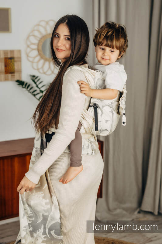 LennyHybrid Half Buckle bæresele, Preschool størrelse, 100% bomull- JURASSIC PARK - ICE DESERT