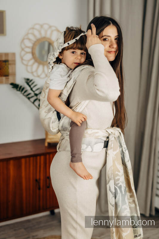 LennyHybrid Half Buckle bæresele, Preschool størrelse, 100% bomull- JURASSIC PARK - ICE DESERT