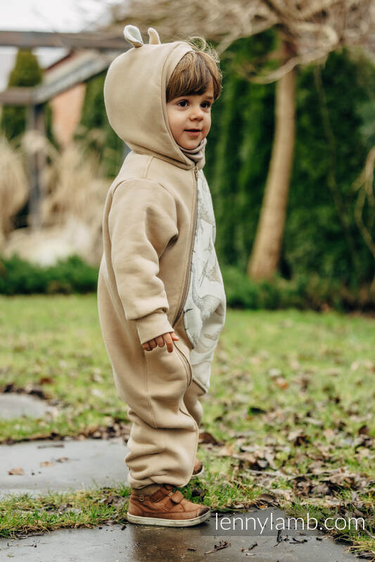 Heldress fra lennylamb - Bear romper - Beige & Jurassic Park - Ice Desert