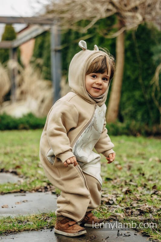 Heldress fra lennylamb - Bear romper - Beige & Jurassic Park - Ice Desert