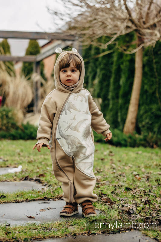 Heldress fra lennylamb - Bear romper - Beige & Jurassic Park - Ice Desert