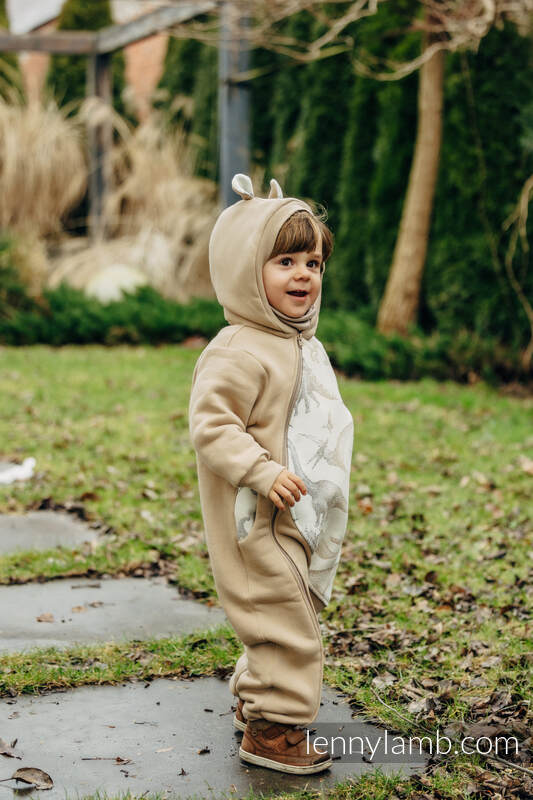 Heldress fra lennylamb - Bear romper - Beige & Jurassic Park - Ice Desert
