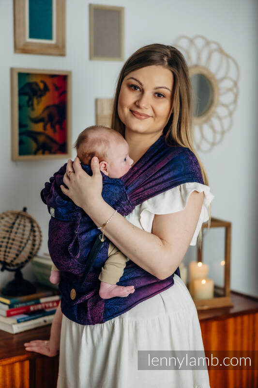 LennyHybrid Half Buckle bæresele, 100% bomull - WILD WINE - BOUQUET