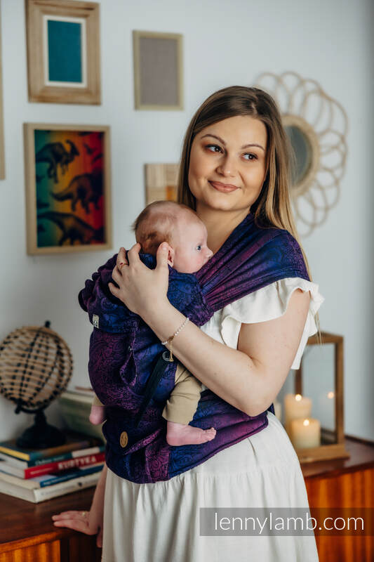 LennyHybrid Half Buckle bæresele, 100% bomull - WILD WINE - BOUQUET