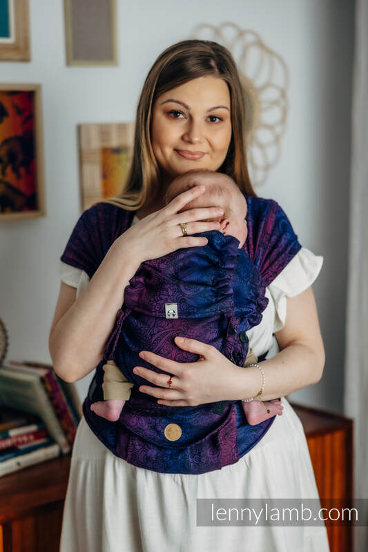 LennyHybrid Half Buckle bæresele, 100% bomull - WILD WINE - BOUQUET