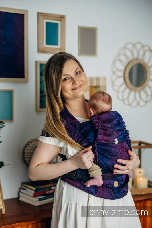 LennyHybrid Half Buckle bæresele, 100% bomull - WILD WINE - BOUQUET