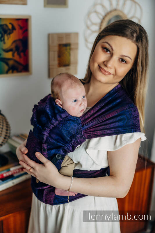 LennyHybrid Half Buckle bæresele, 100% bomull - WILD WINE - BOUQUET