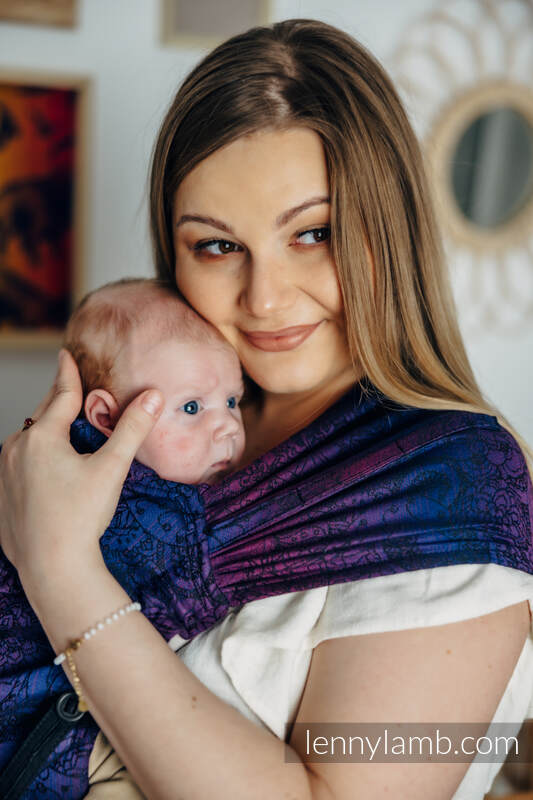 LennyHybrid Half Buckle bæresele, 100% bomull - WILD WINE - BOUQUET