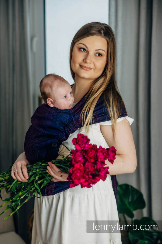 LennyHybrid Half Buckle bæresele, 100% bomull - WILD WINE - BOUQUET