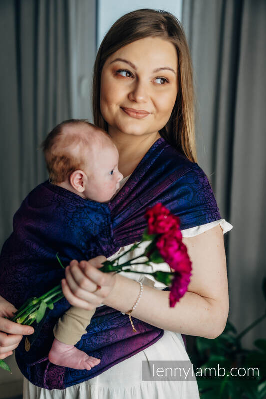 LennyHybrid Half Buckle bæresele, 100% bomull - WILD WINE - BOUQUET