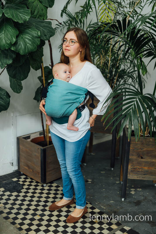 LennyHip bæresele, 100% bomull- LITTLE HERRINGBONE OMBRE GREEN