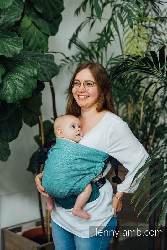 LennyHip bæresele, 100% bomull- LITTLE HERRINGBONE OMBRE GREEN