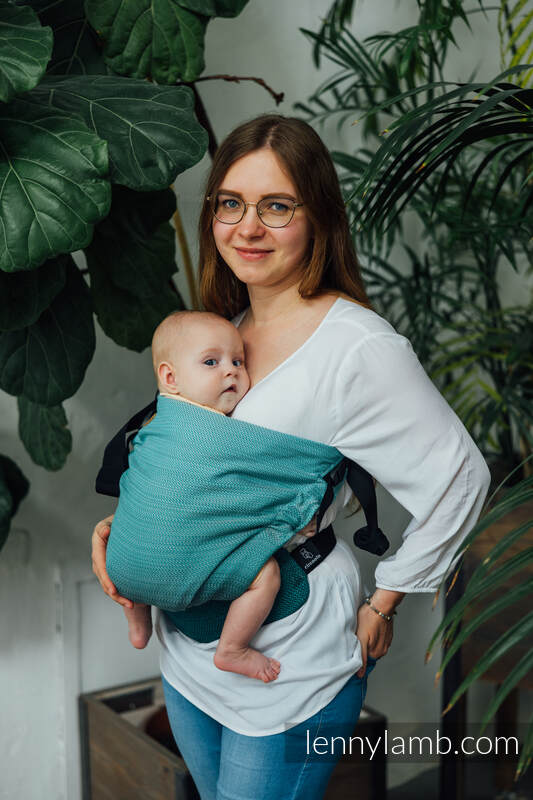 LennyHip bæresele, 100% bomull- LITTLE HERRINGBONE OMBRE GREEN