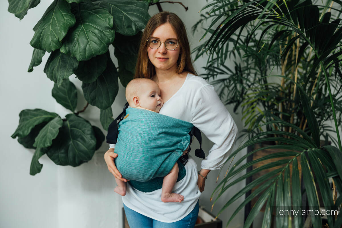 LennyHip bæresele, 100% bomull- LITTLE HERRINGBONE OMBRE GREEN