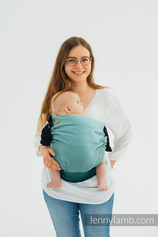 LennyHip bæresele, 100% bomull- LITTLE HERRINGBONE OMBRE GREEN