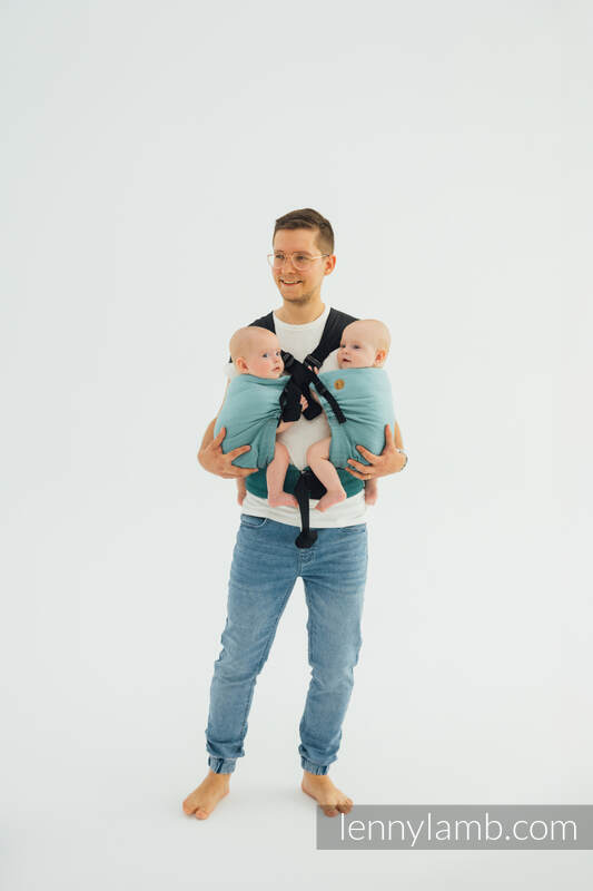 LennyTwin bæresele, 100% bomull- LITTLE HERRINGBONE OMBRE GREEN