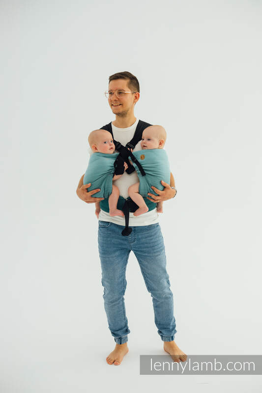 LennyTwin bæresele, 100% bomull- LITTLE HERRINGBONE OMBRE GREEN