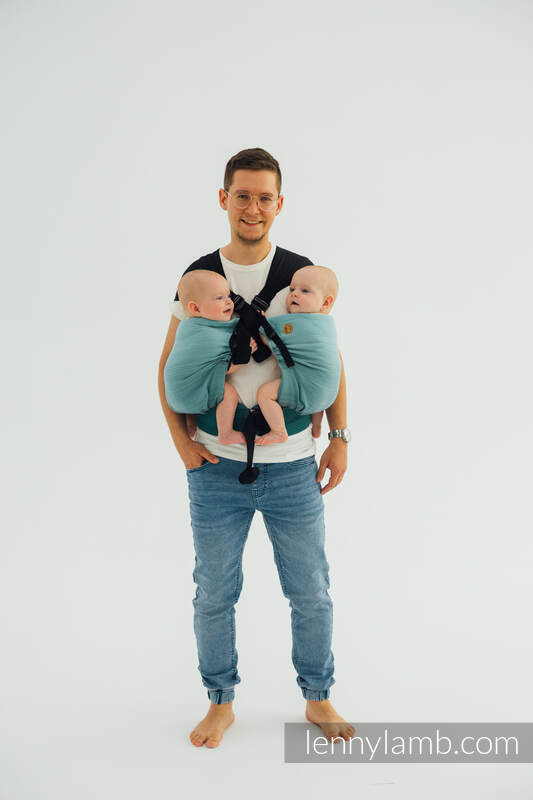 LennyTwin bæresele, 100% bomull- LITTLE HERRINGBONE OMBRE GREEN