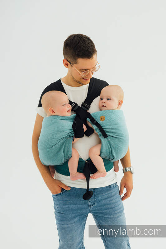 LennyTwin bæresele, 100% bomull- LITTLE HERRINGBONE OMBRE GREEN