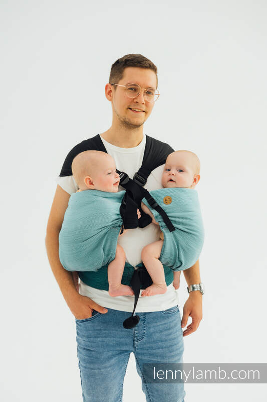 LennyTwin bæresele, 100% bomull- LITTLE HERRINGBONE OMBRE GREEN