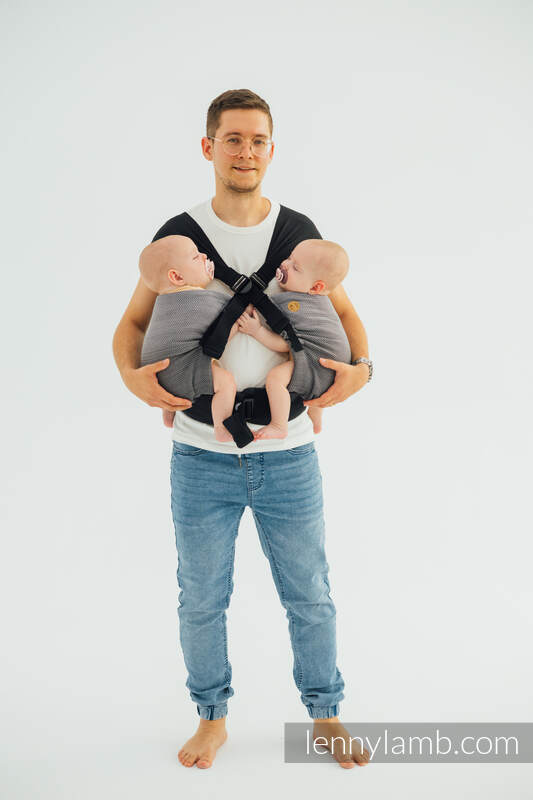 LennyTwin bæresele, 100% bomull- LITTLE HERRINGBONE OMBRE GREY